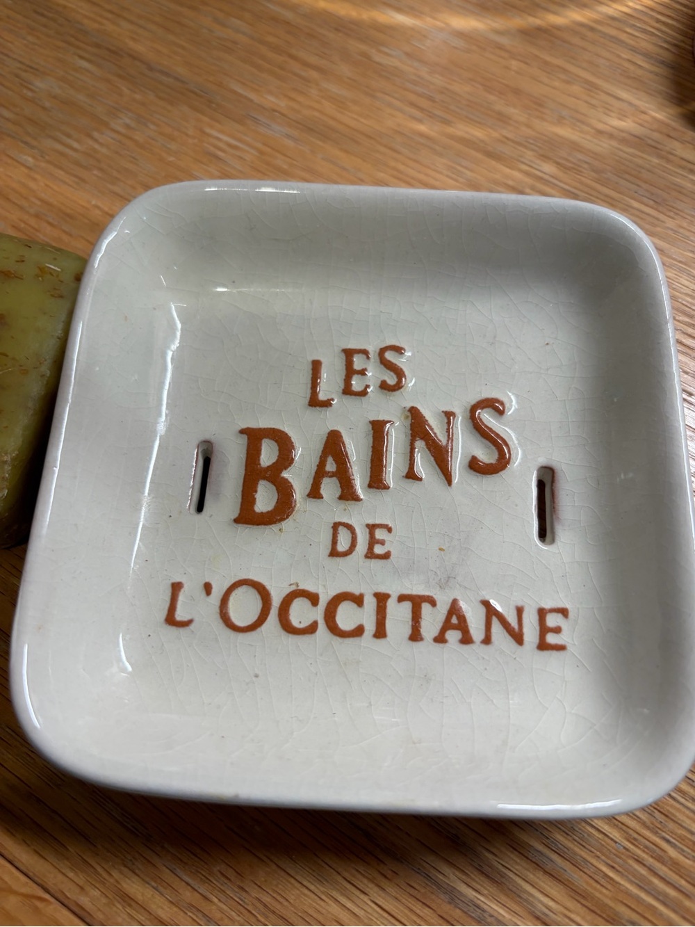 L'OCCITANE Ceramic Soap Dish with Brown Lettering